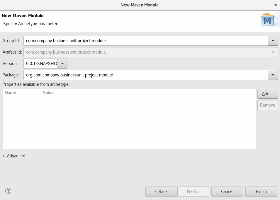 Configure the Module Archetype Parameters