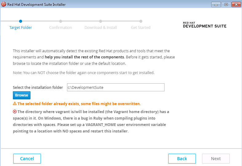 file already exists at the install path