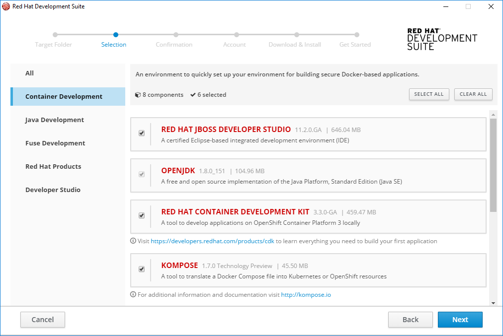 Container Development Selection