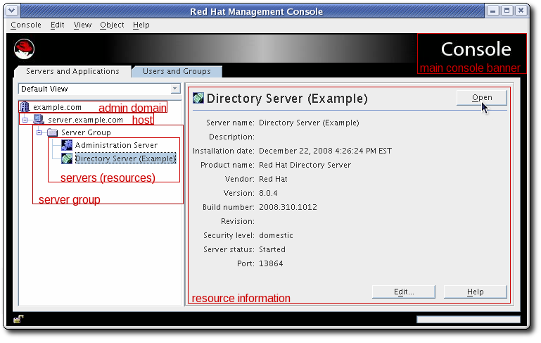 「Servers and Applications」タブ