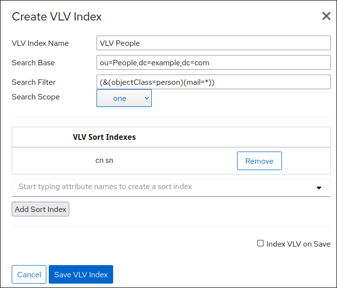 Creating a VLV Index Using the Web Console