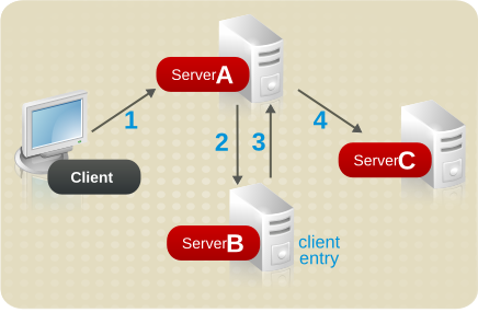 Authenticating a Client and Retrieving Data Using Different Servers