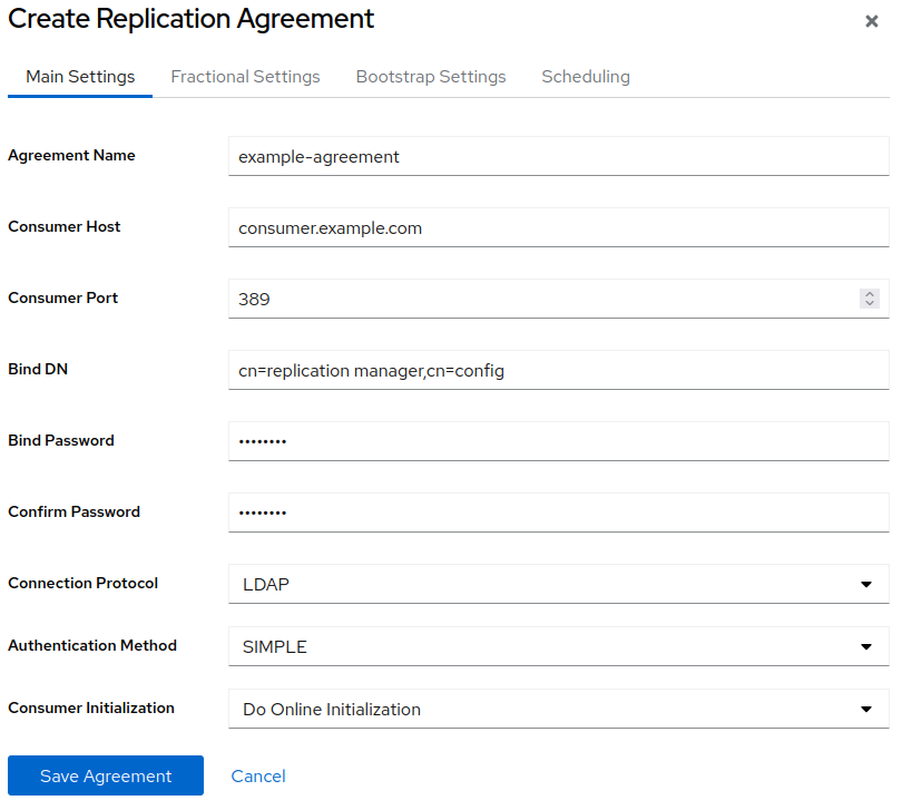 create replication agreement single supplier