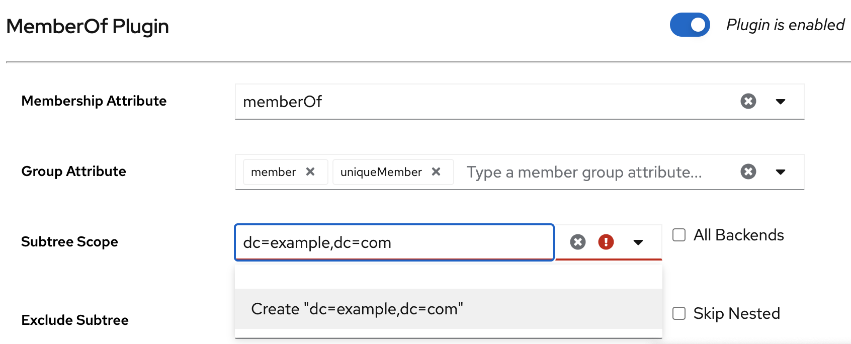 configuring the memberof 1