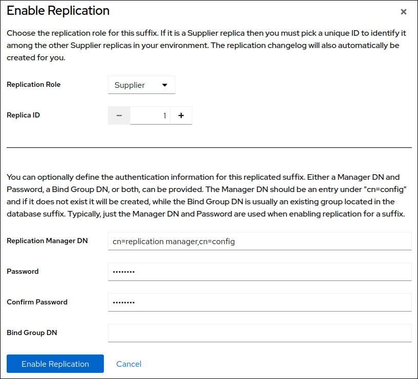 replication enabling replication on supplier for multi supplier replication 1