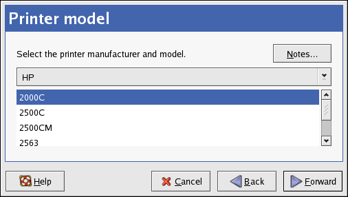 Selecting a Printer Model