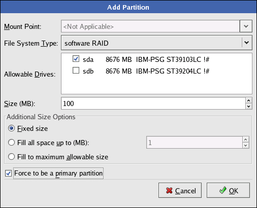 Adding a RAID Partition