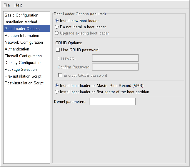 Boot Loader Options