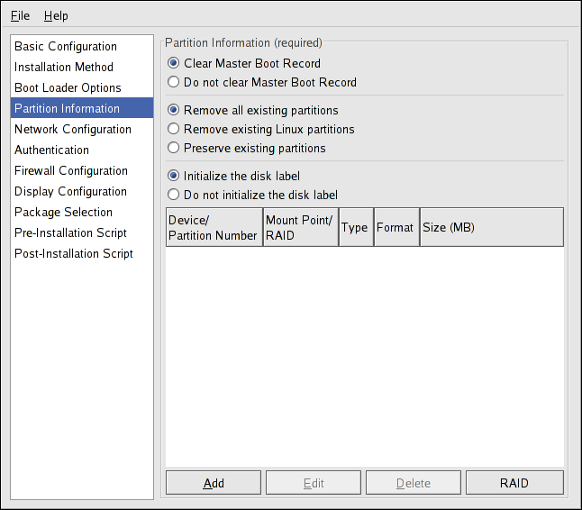 Partition Information