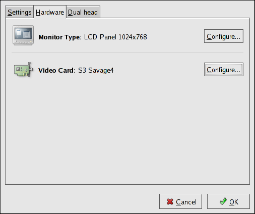 Display Hardware Settings