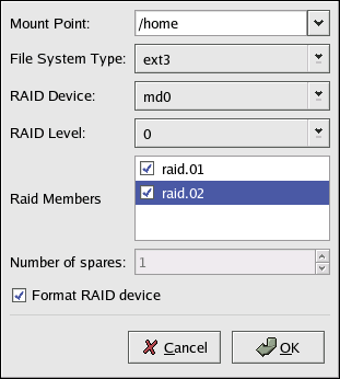 ソフトウェア RAID デバイスの作成