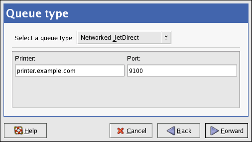 JetDirect プリンターの追加