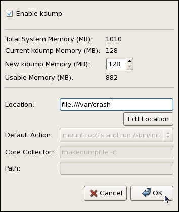 The Kernel Dump Configuration utility