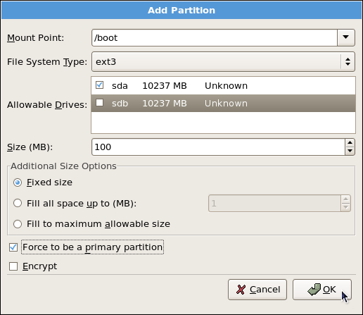 Creation of the Boot Partition