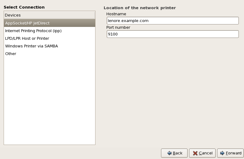 Adding a JetDirect Printer