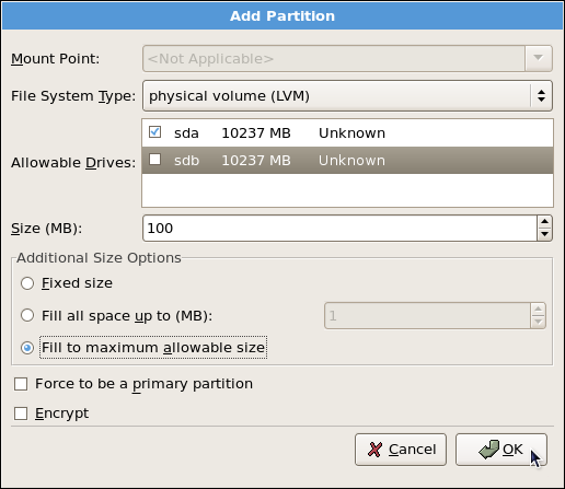 11.4.2. Creating the LVM Physical Volumes Red Hat Enterprise Linux