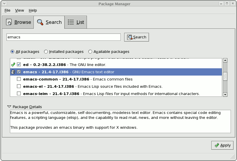 Package installation