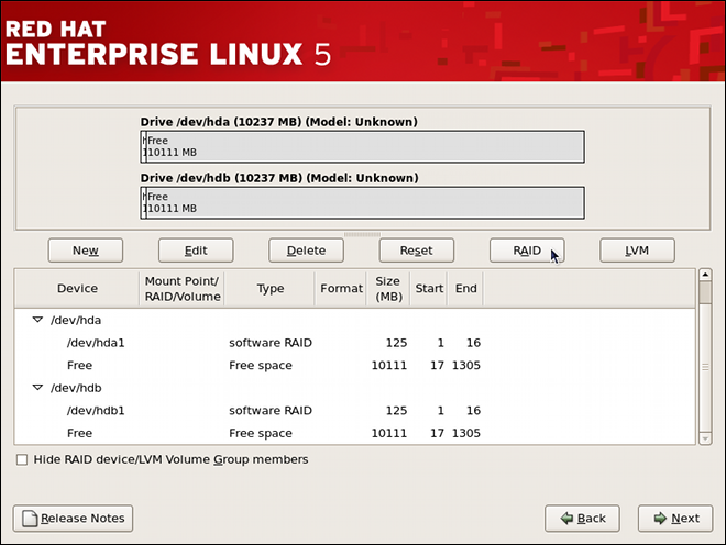 RAID 1 Partitions Ready, Pre-Device and Mount Point Creation