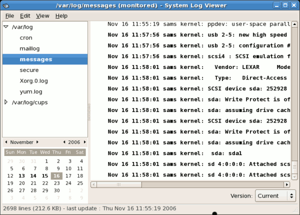 Log file contents