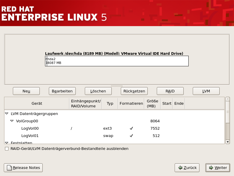 Partitionierung mit Disk Druid auf x86-, AMD64- und Intel 64-Systemen