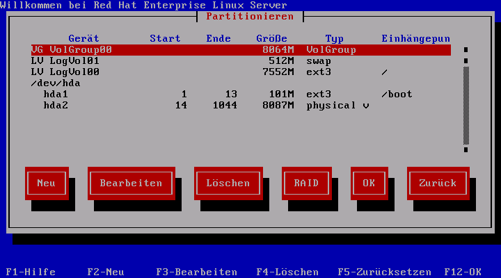 Installation Program Widgets as seen in Disk Druid