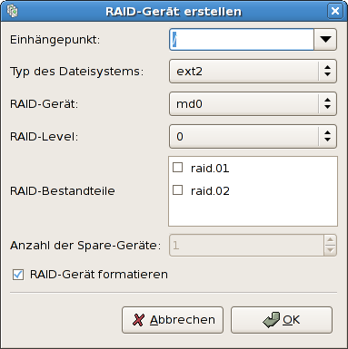 Erstellen eines Software-RAID-Geräts