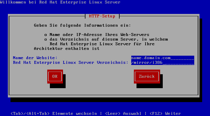 Dialogfeld HTTP-Setup