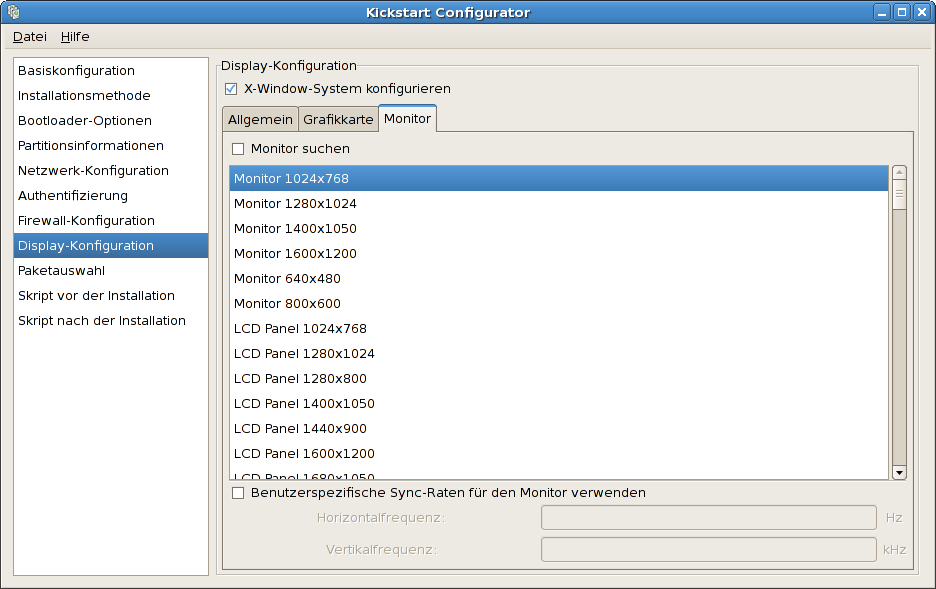 X-Konfiguration - Monitor