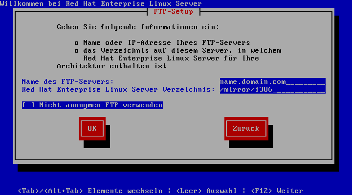 Dialogfeld FTP-Setup