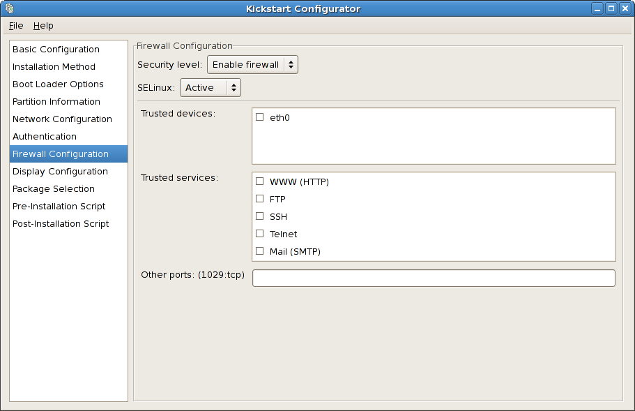 Firewall Configuration