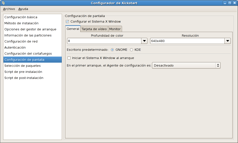 Configuración de X - General