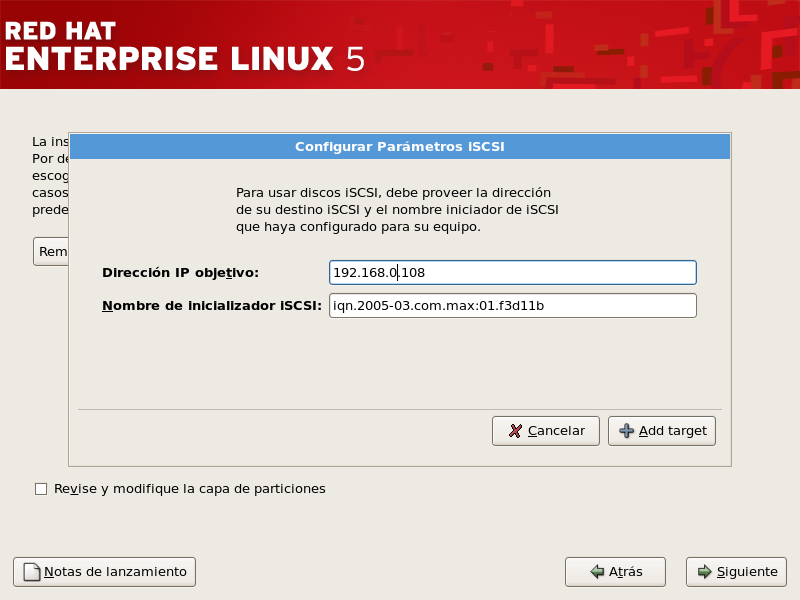 Configure los Parámetros ISCSI