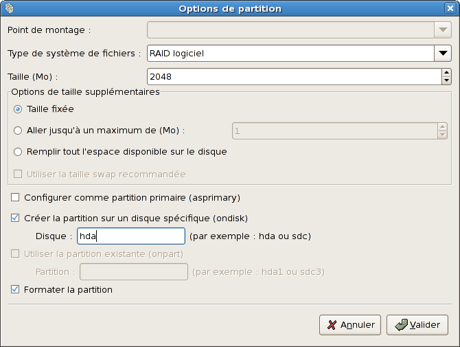 Création d'une partition RAID logicielle