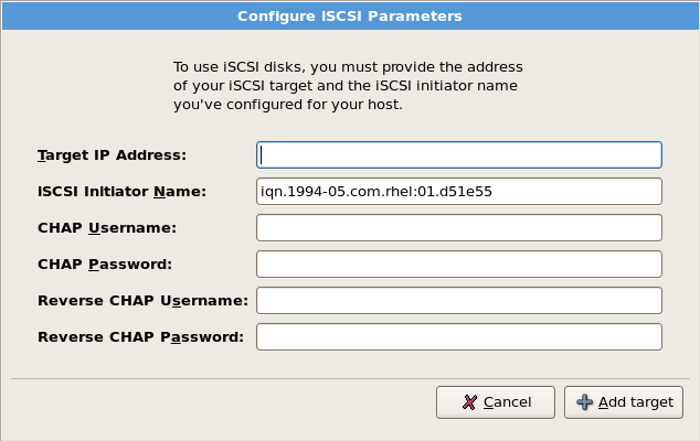 iSCSI パラメーターの設定