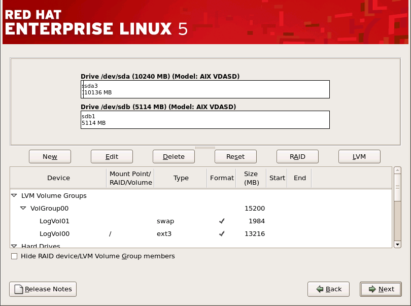 IBM System p 및 System i 시스템에서 Disk Druid 로 파티셔닝