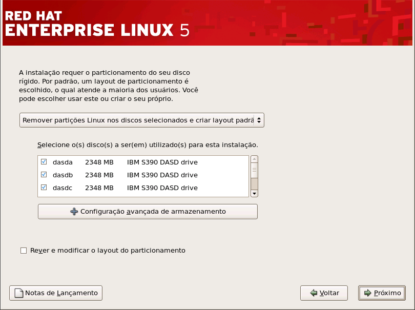 Configuração do Particionamento de Disco