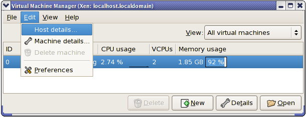 Selecting Host Details