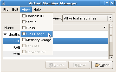 Selecting CPU usage