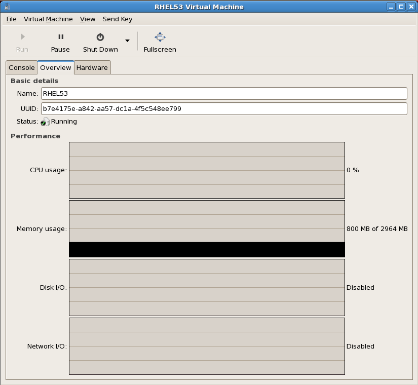 virt-manager の詳細ウィンドウ