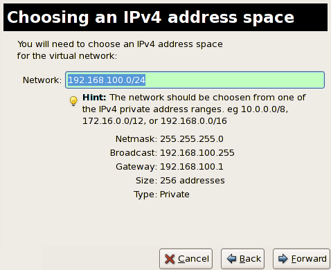 IPv4 のアドレススペースの選択