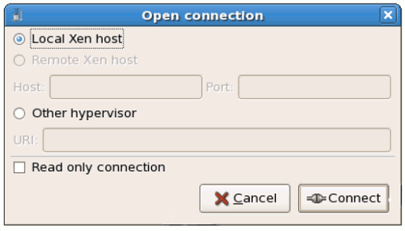 Virtual Machine Manager Connection window