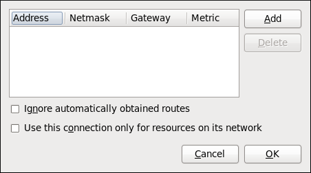 Configuring static network routes