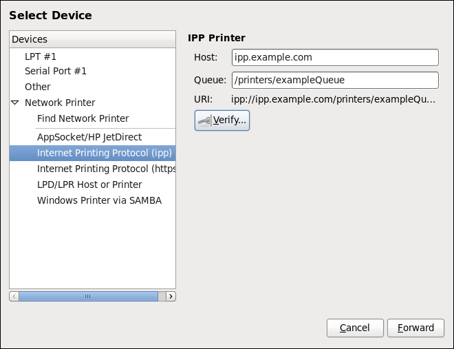IPP プリンターの追加