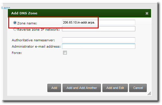 Creating a Reverse Zone by Name