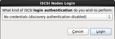 Der iSCSI-Knoten-Login-Dialog