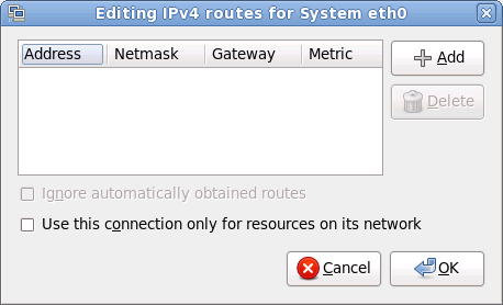 Der Dialog IPv4-Routen bearbeiten