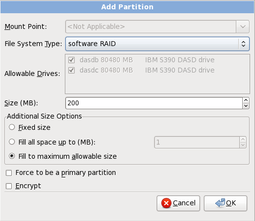 Create a software RAID partition