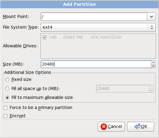 Creating a New Partition