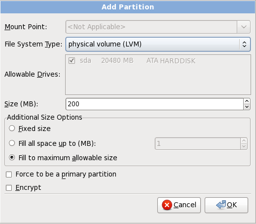 Créer un volume physique LVM