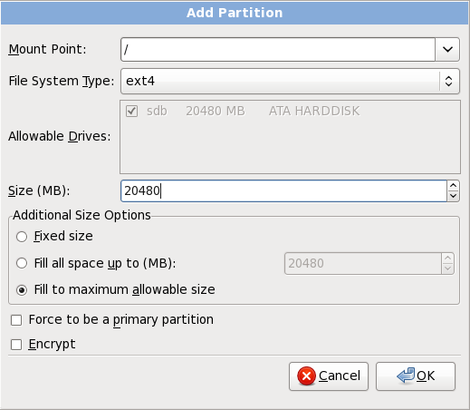 Création d'une nouvelle partition